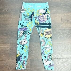 Stronger Women's Comic Print Leggings - Turquoise